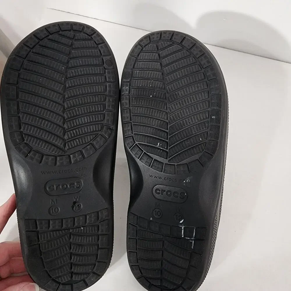 Crocs Uni-Sex Baya Sandals Size M 10 W 12 Black Two Strap Slids Slip On 207627